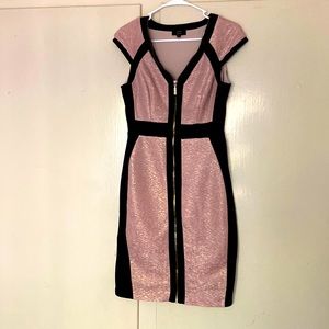 Metallic pink and black slimming dress, Size 6